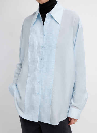 Tibi Silk Voile Easy Pintucked Shirt