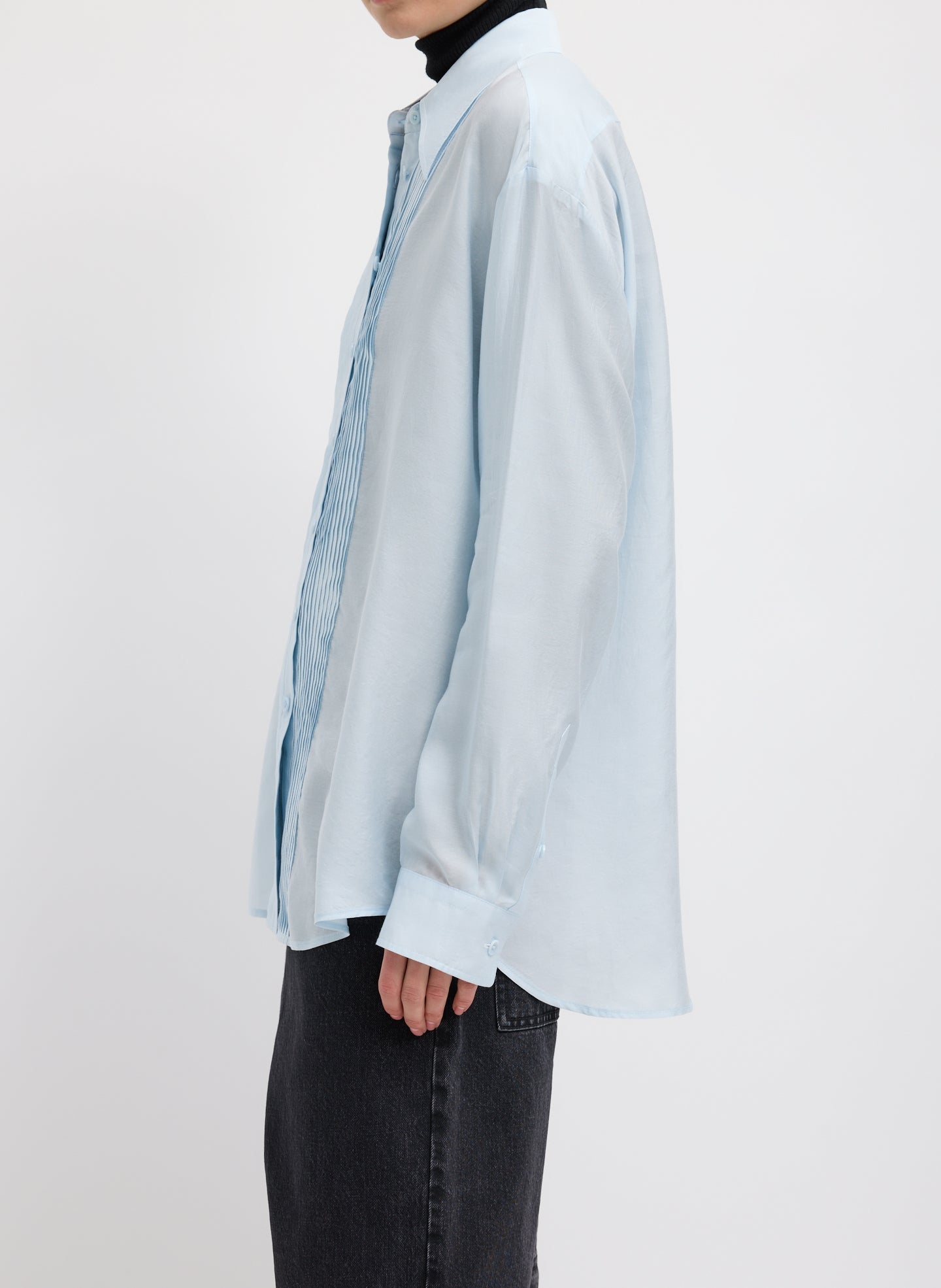 Tibi Silk Voile Easy Pintucked Shirt