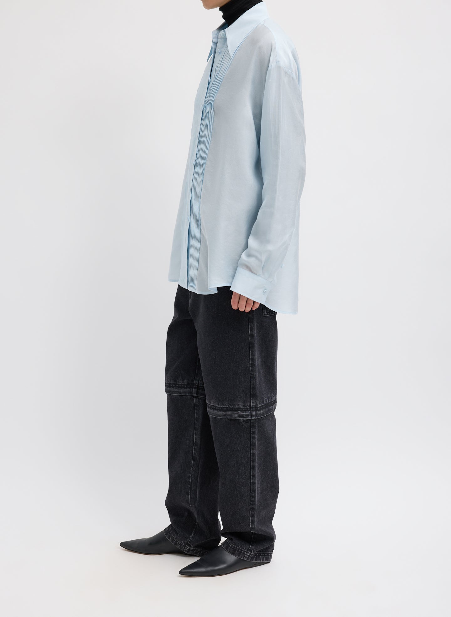 Tibi Silk Voile Easy Pintucked Shirt
