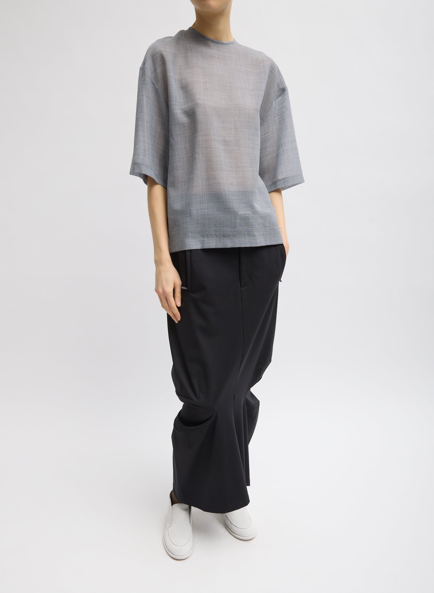 Tibi Sheer Wool Gauze Easy T-Shirt