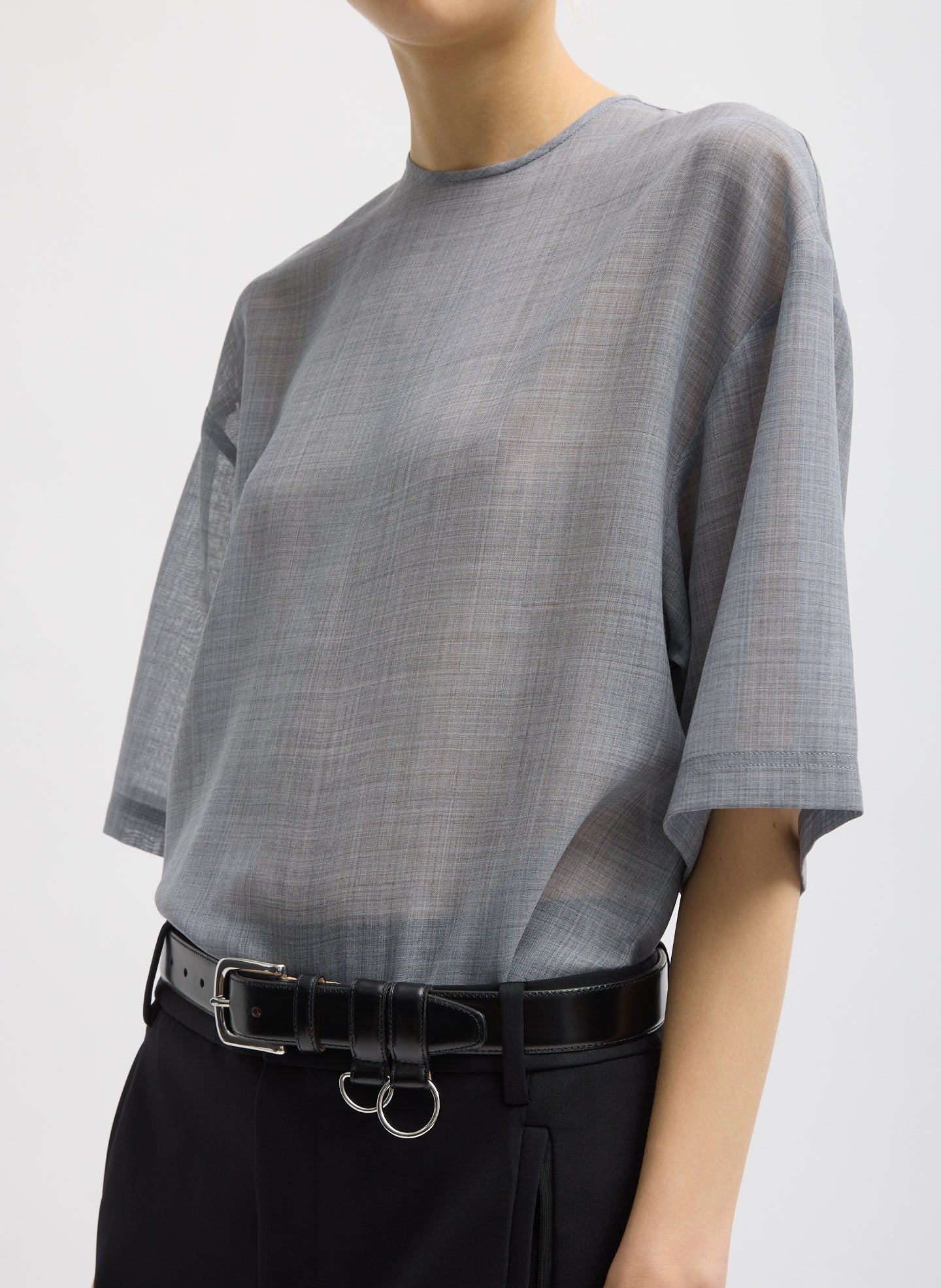 Tibi Sheer Wool Gauze Easy T-Shirt