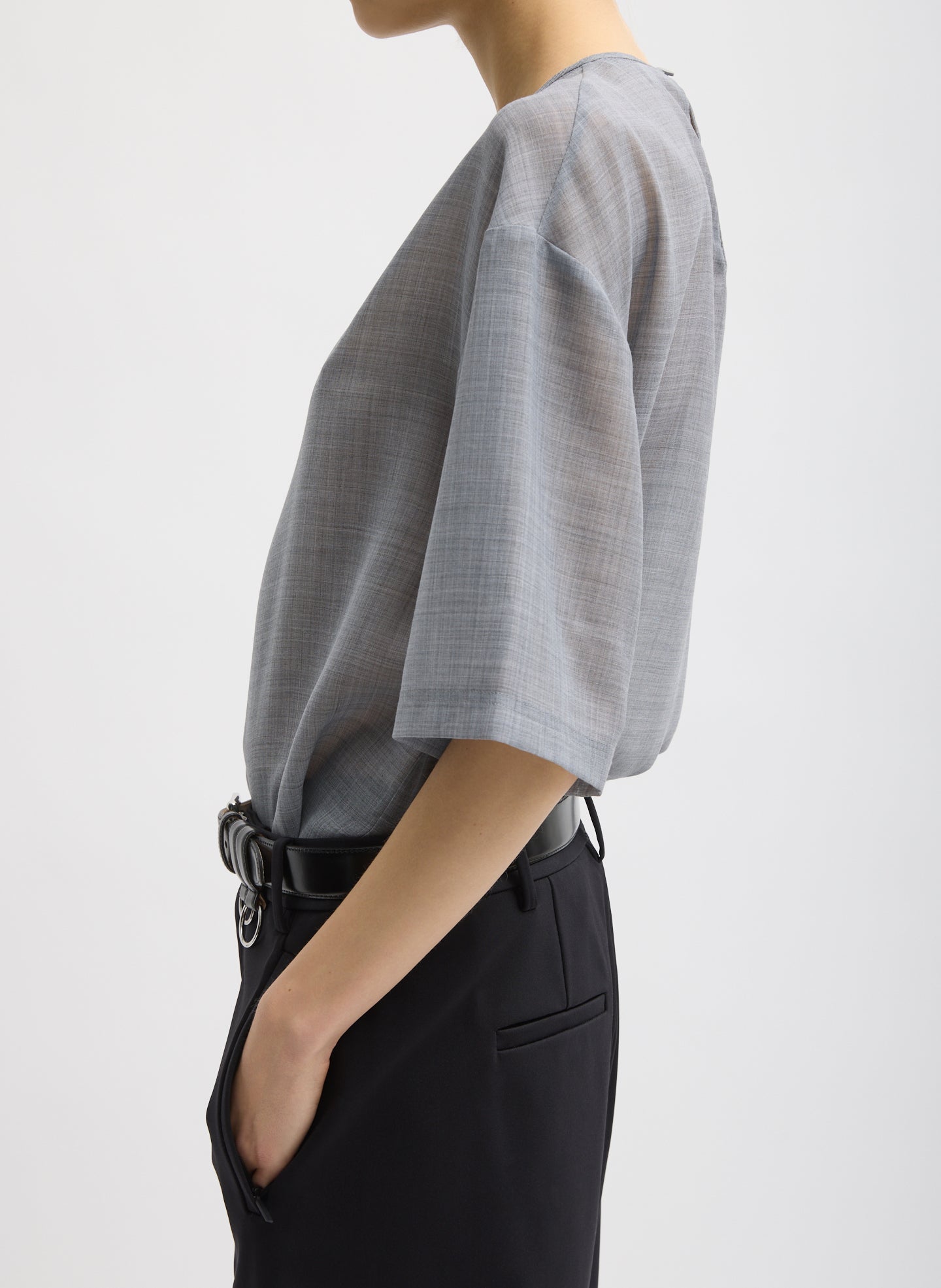 Tibi Sheer Wool Gauze Easy T-Shirt