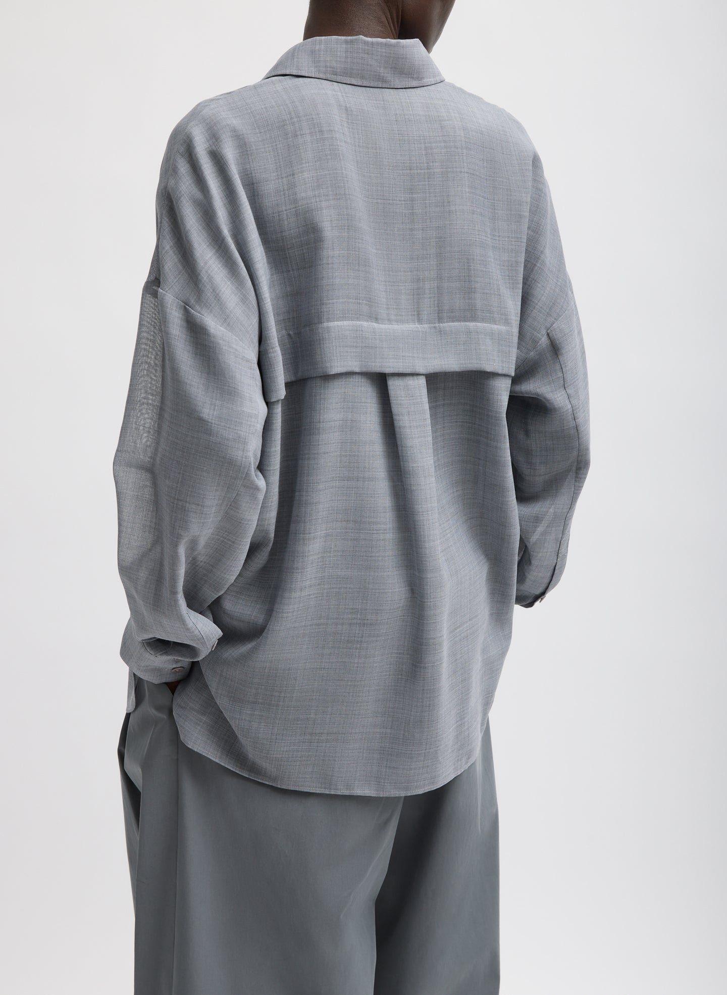 Tibi Sheer Wool Gauze Oversized Shirt