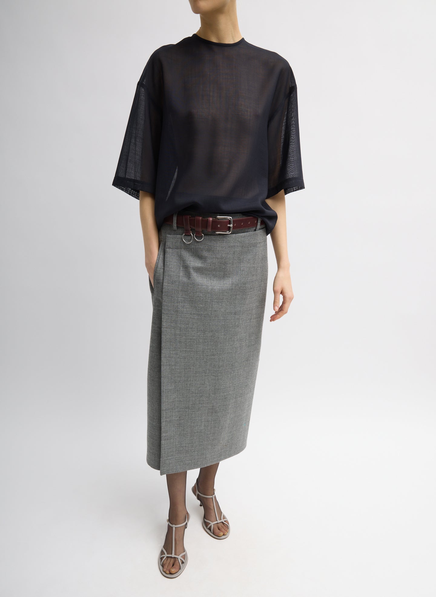 Tibi Sheer Wool Gauze Easy T-Shirt