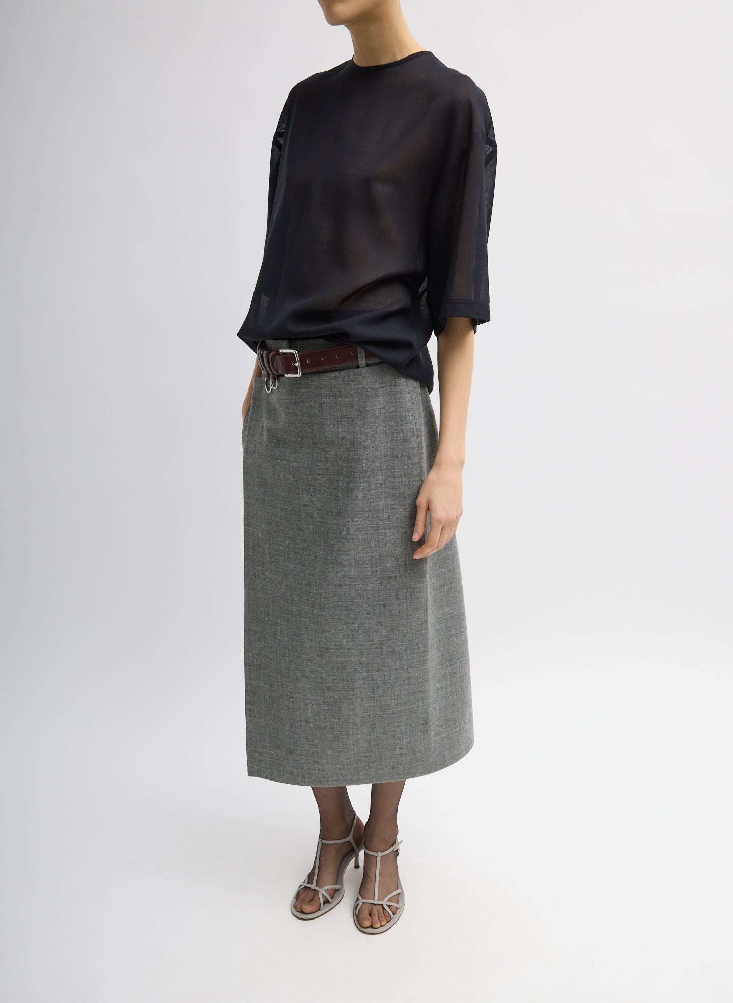 Tibi Sheer Wool Gauze Easy T-Shirt
