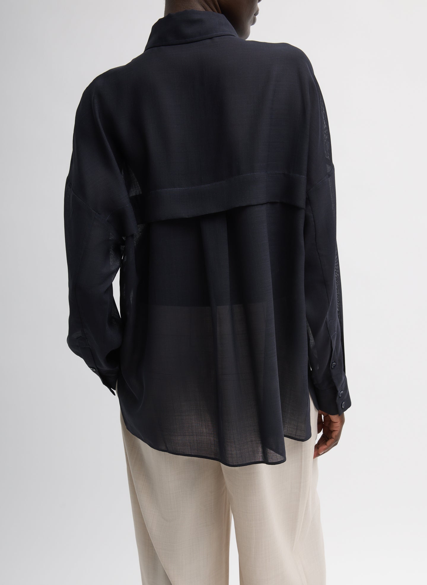 Tibi Sheer Wool Gauze Oversized Shirt