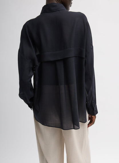 Tibi Sheer Wool Gauze Oversized Shirt