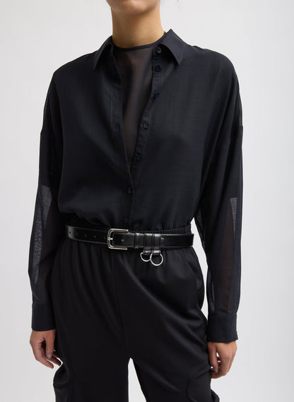 Tibi Sheer Wool Gauze Oversized Shirt