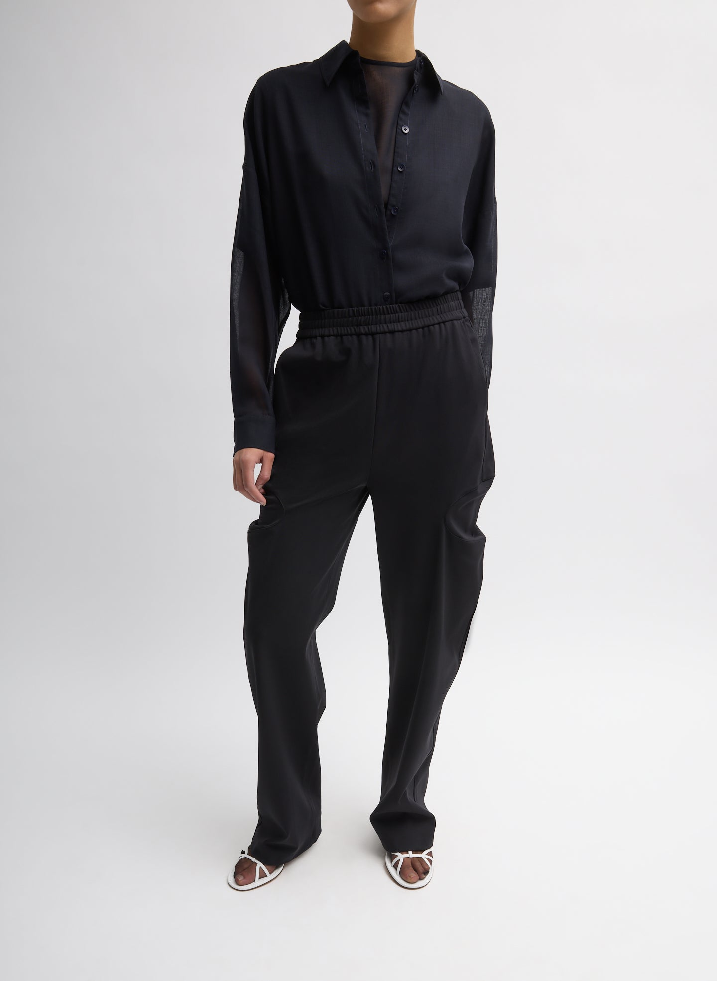 Tibi Sheer Wool Gauze Oversized Shirt