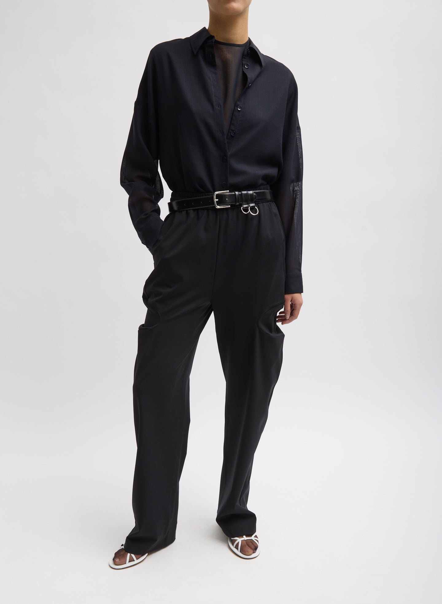 Tibi Sheer Wool Gauze Oversized Shirt
