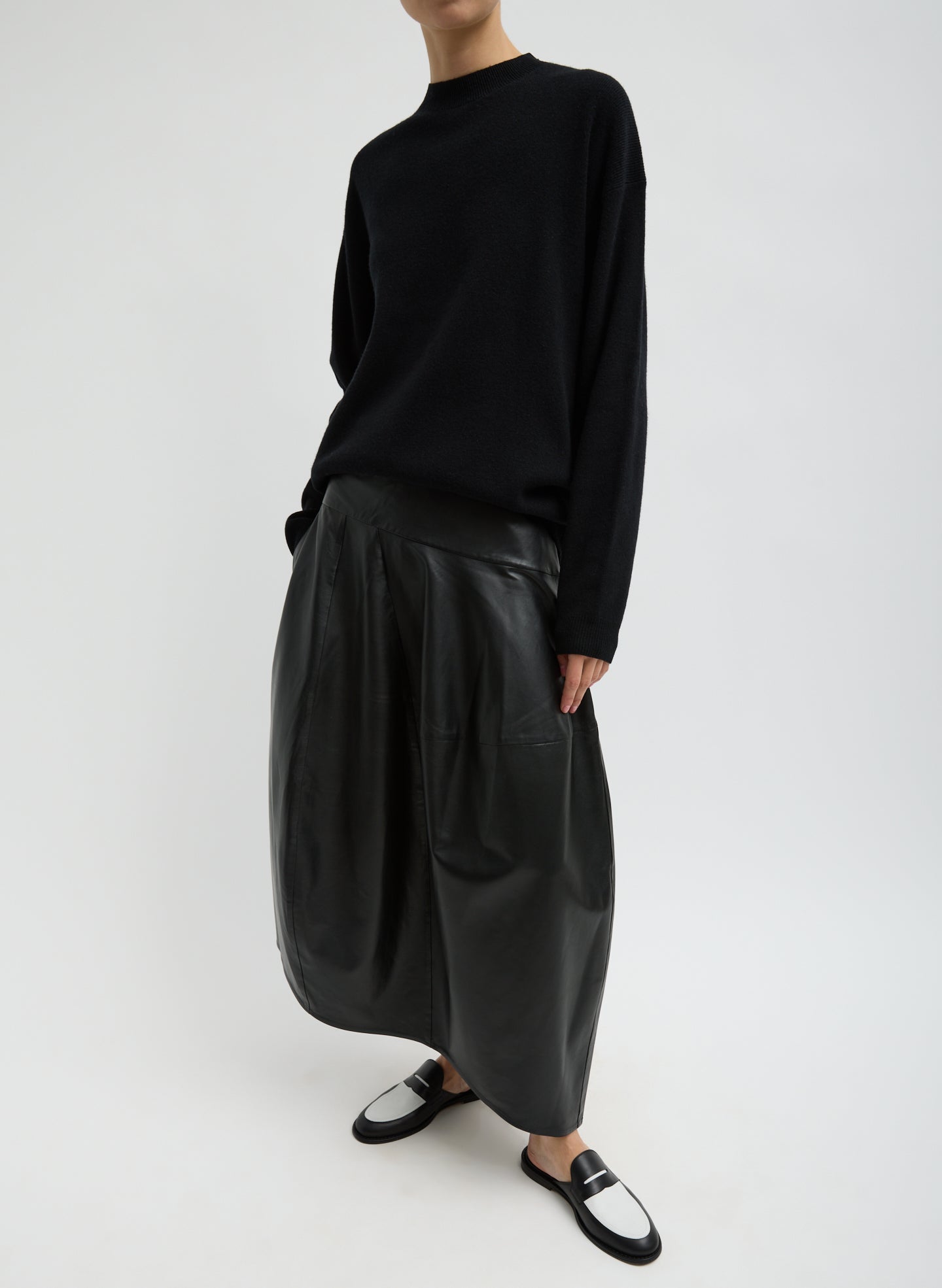 Tibi Leather Asymmetrical Balloon Skirt
