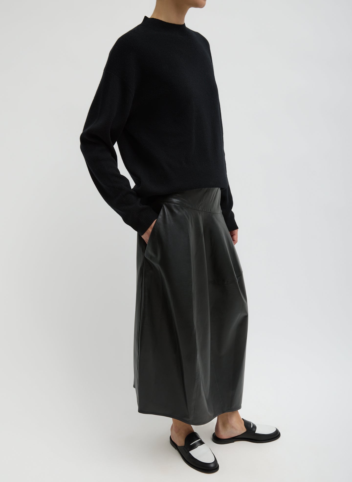 Tibi Leather Asymmetrical Balloon Skirt