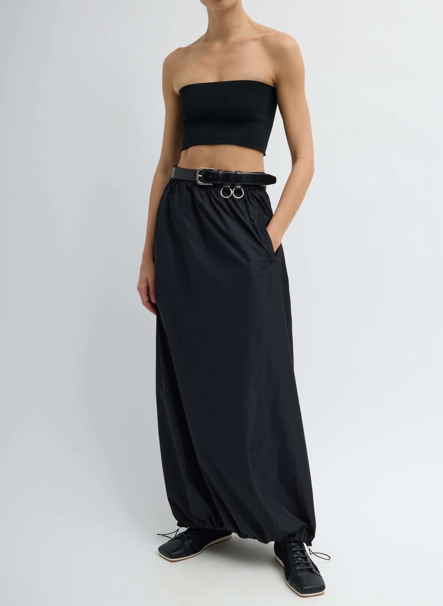 Tibi Italian Sporty Nylon Maxi Anorak Skirt