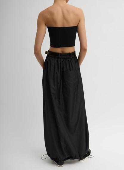 Tibi Italian Sporty Nylon Maxi Anorak Skirt