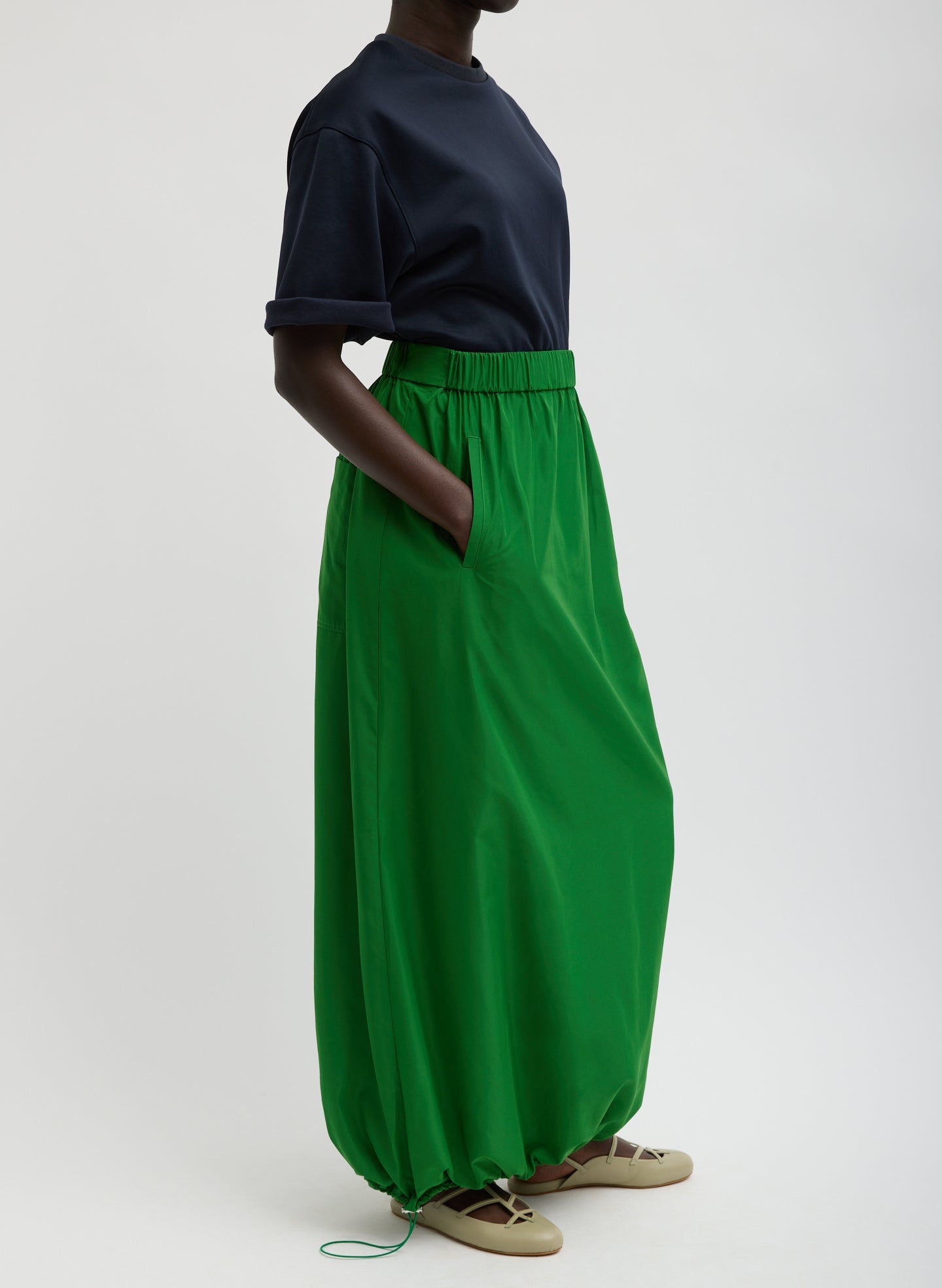 Tibi Italian Sporty Nylon Maxi Anorak Skirt