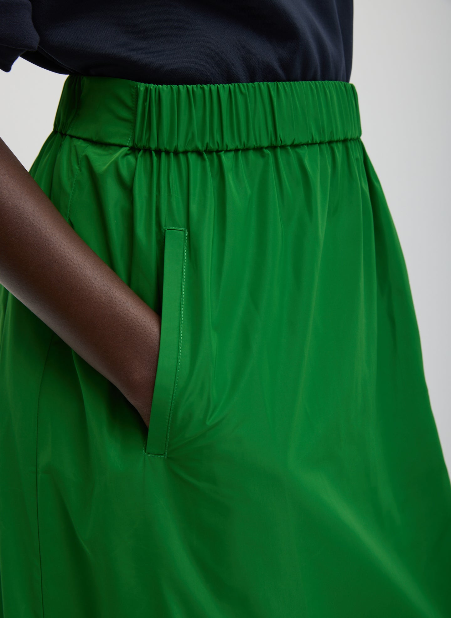 Tibi Italian Sporty Nylon Maxi Anorak Skirt