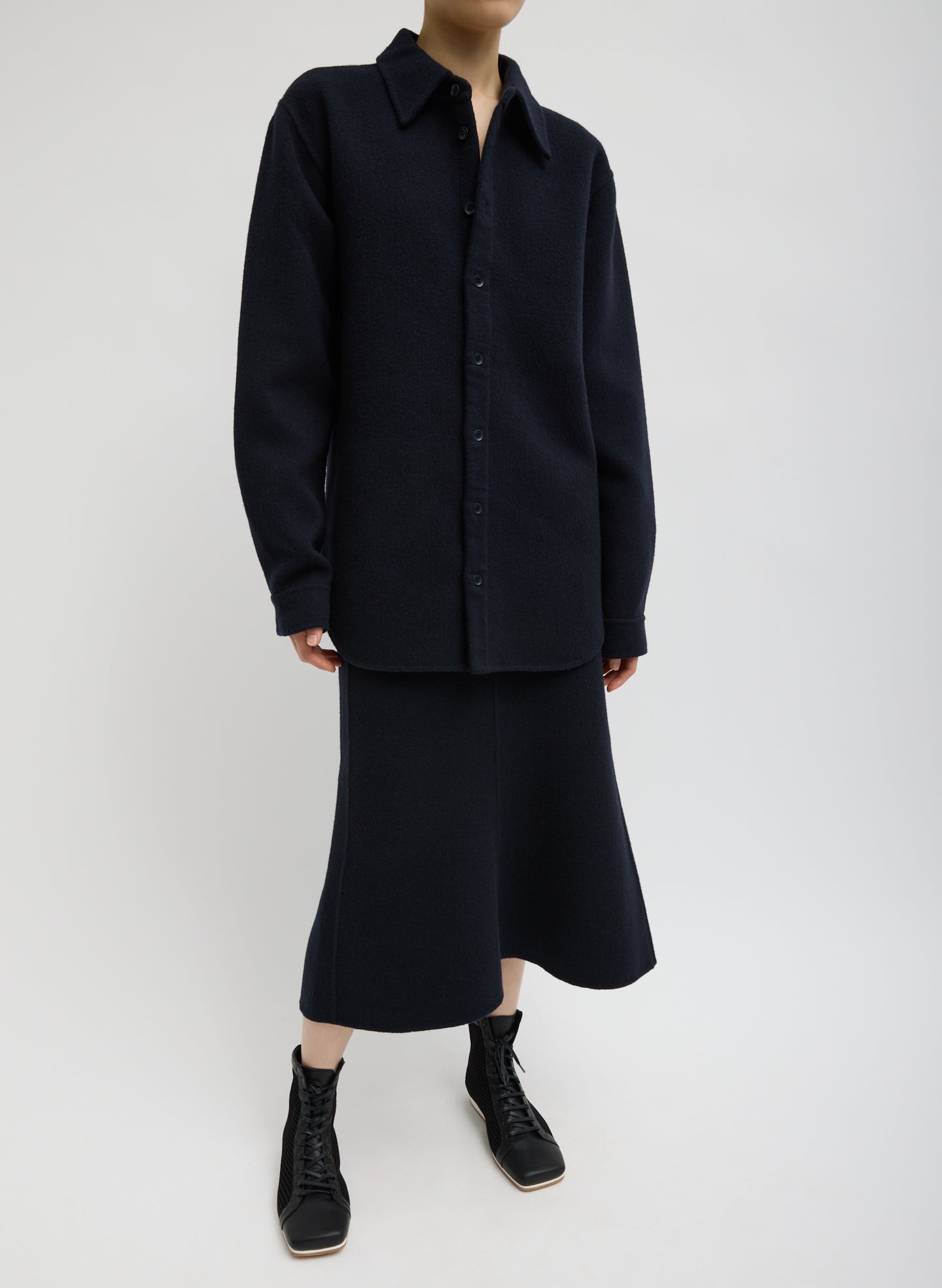 Tibi Luxe Double Faced Wool Angora Sculpted Skirt