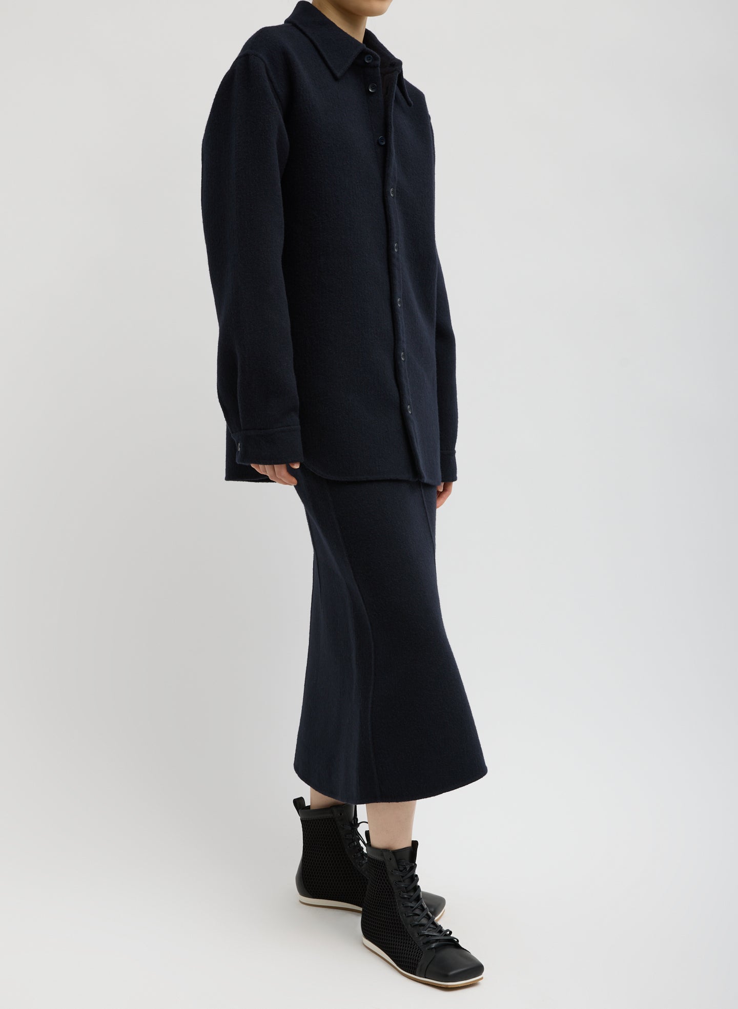 Tibi Luxe Double Faced Wool Angora Sculpted Skirt