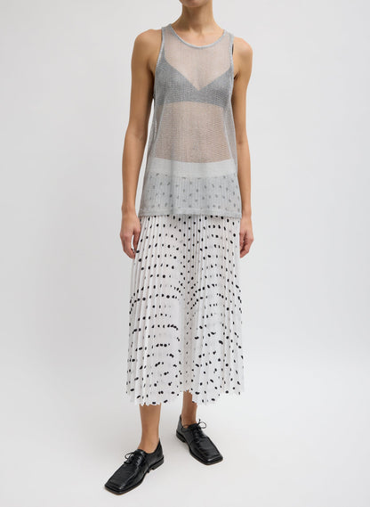 Tibi Scribble Dot Print Pull On Pleated Skirt