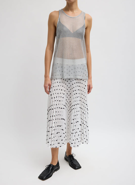 Tibi Scribble Dot Print Pull On Pleated Skirt