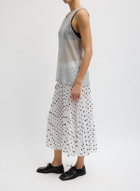 Tibi Scribble Dot Print Pull On Pleated Skirt