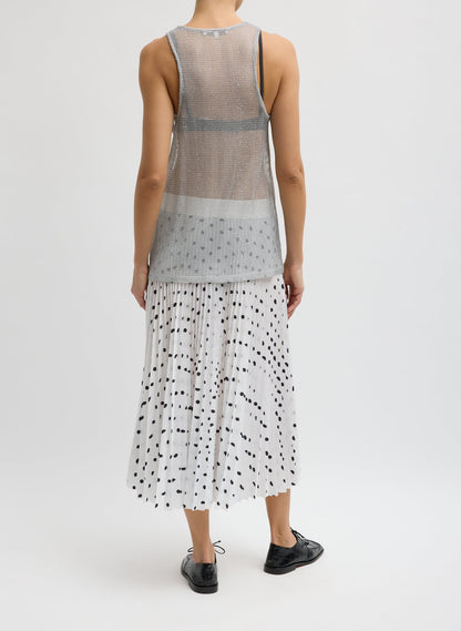 Tibi Scribble Dot Print Pull On Pleated Skirt