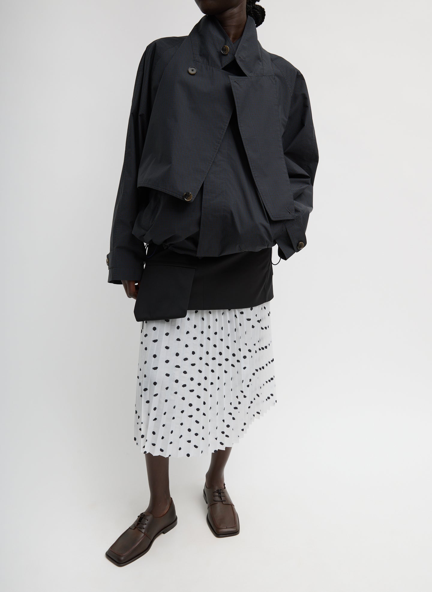 Tibi Scribble Dot Print Pull On Pleated Skirt
