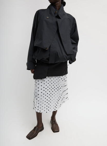 Tibi Scribble Dot Print Pull On Pleated Skirt