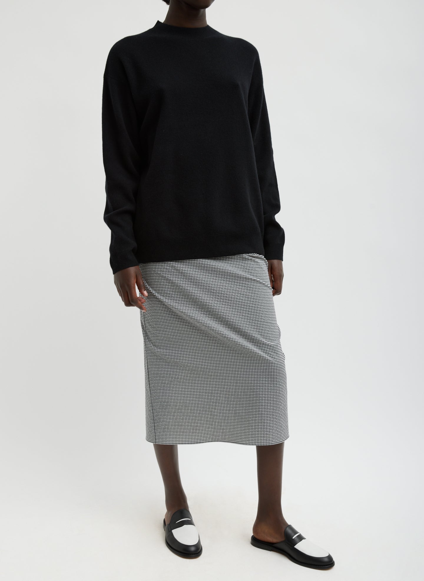Tibi Tech Gingham Slip Skirt
