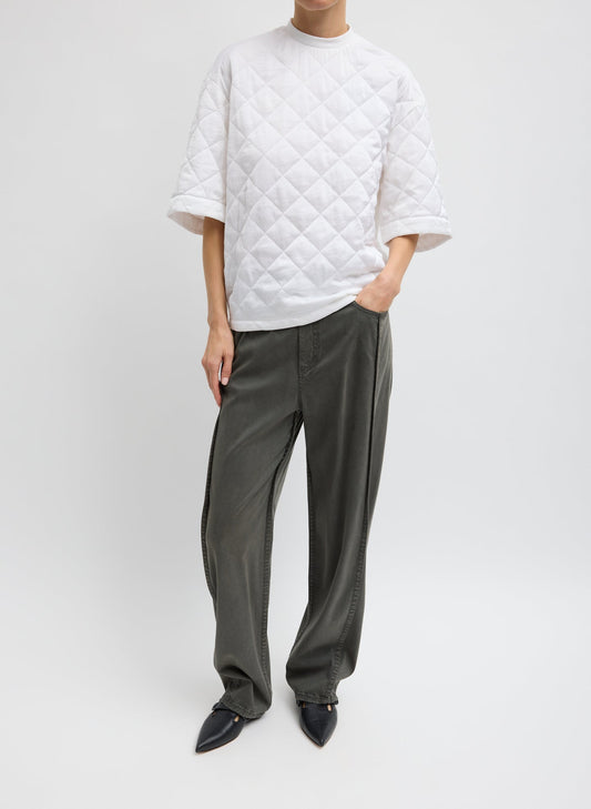 Tibi Garment Dyed Stretch Twill Tuck Pant