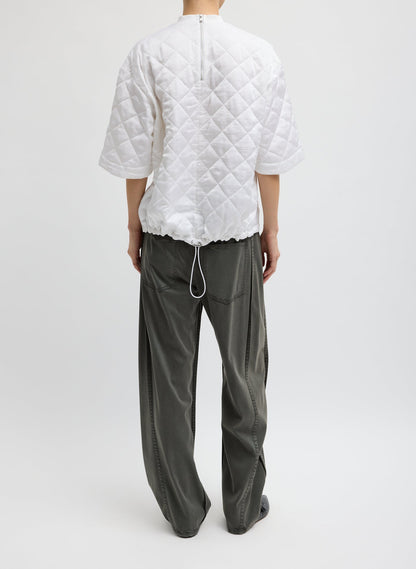 Tibi Garment Dyed Stretch Twill Tuck Pant