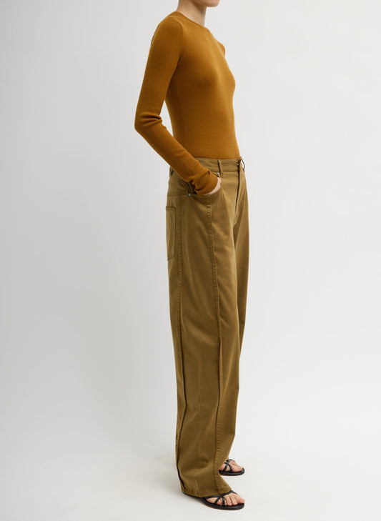 Tibi Garment Dyed Stretch Twill Tuck Pant