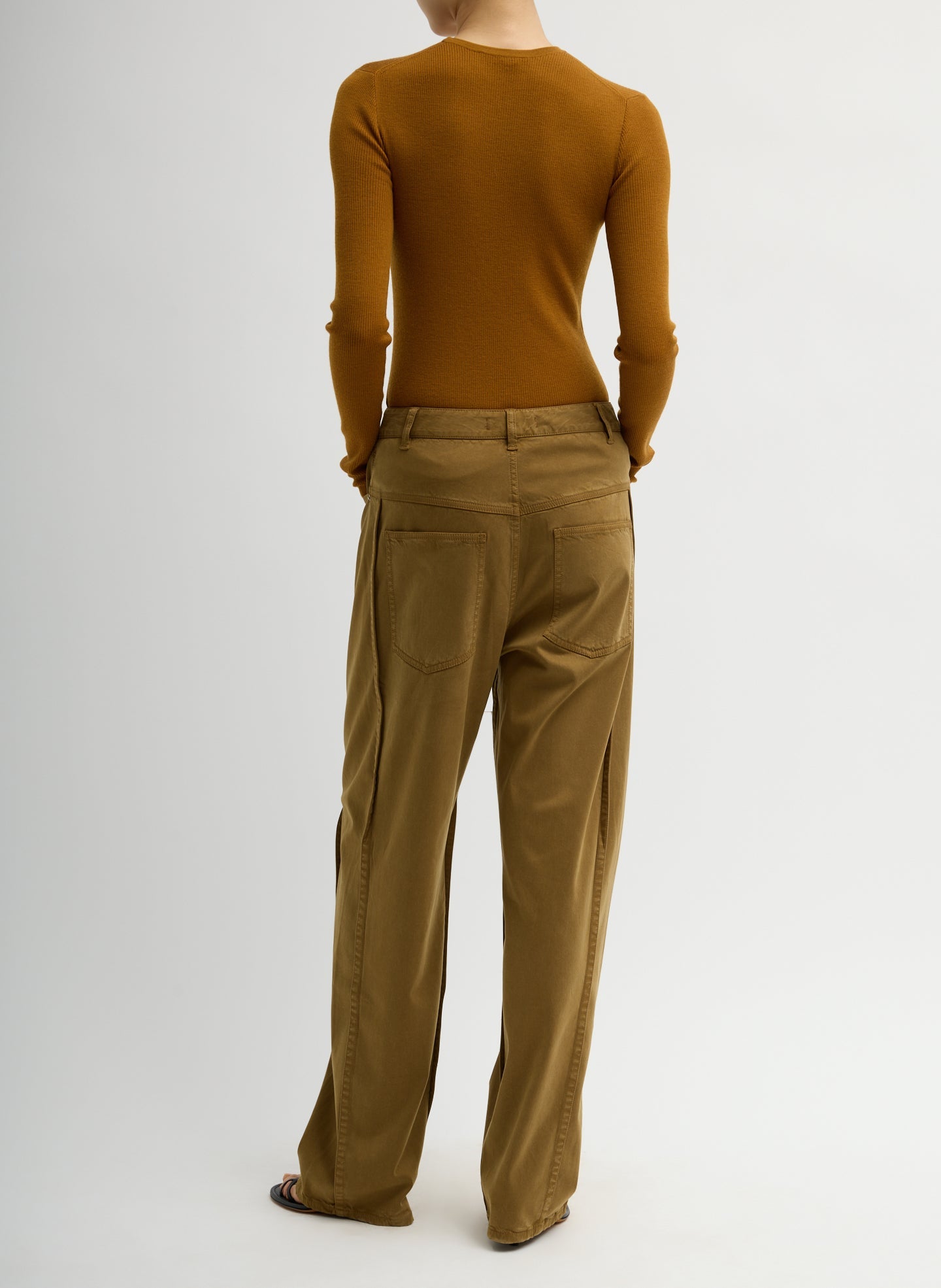 Tibi Garment Dyed Stretch Twill Tuck Pant