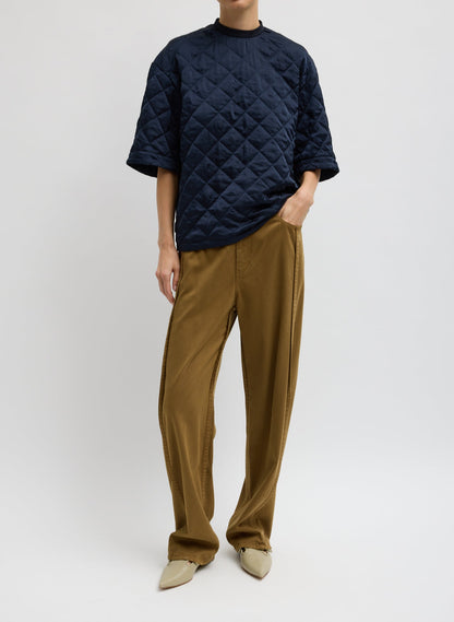 Tibi Garment Dyed Stretch Twill Tuck Pant