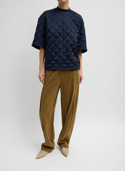 Tibi Garment Dyed Stretch Twill Tuck Pant