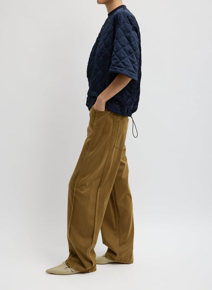 Tibi Garment Dyed Stretch Twill Tuck Pant