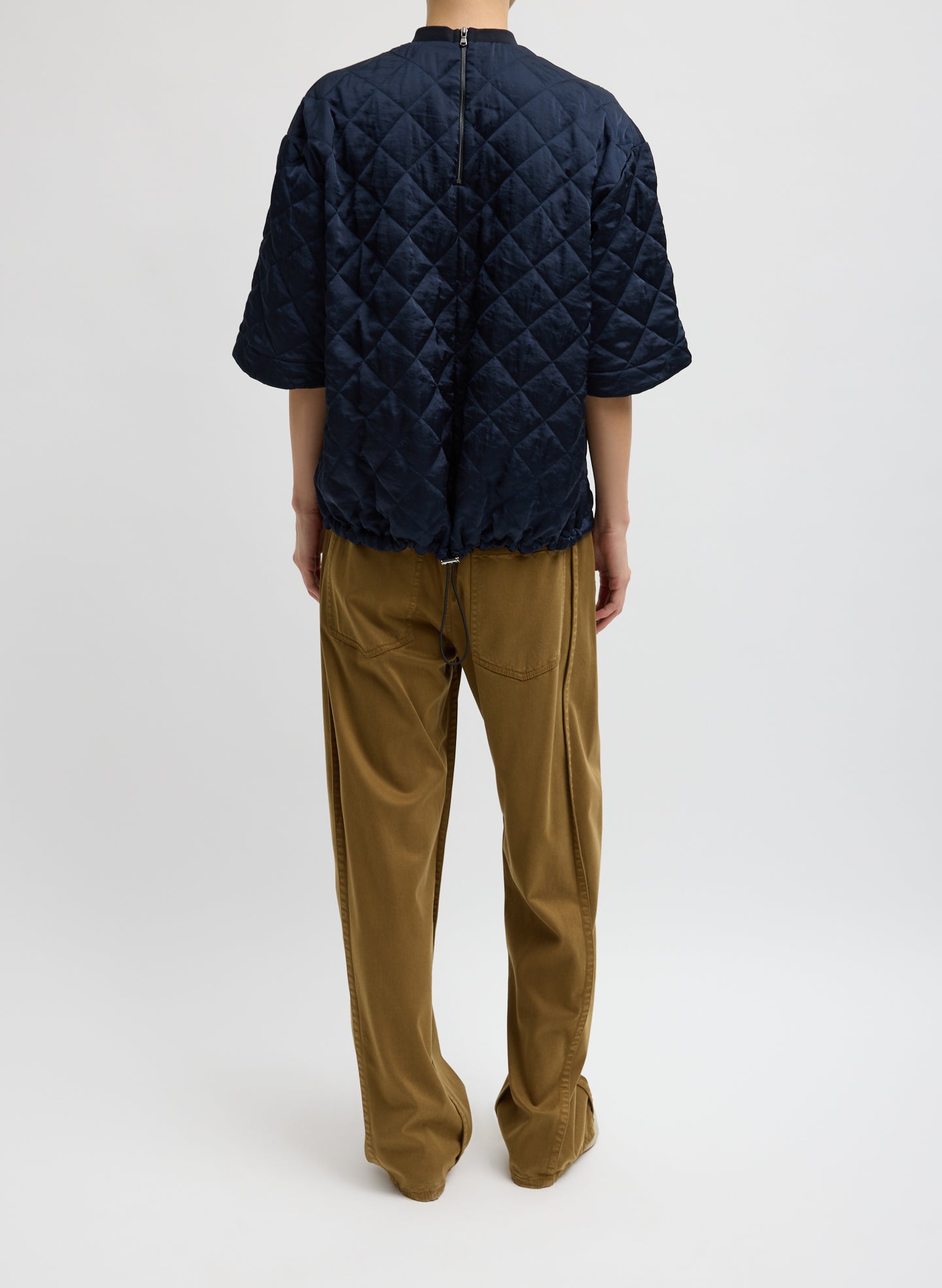 Tibi Garment Dyed Stretch Twill Tuck Pant