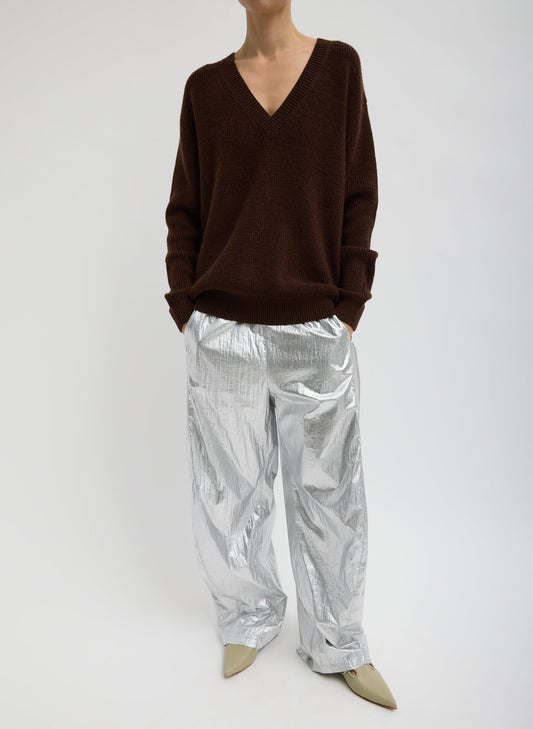 Tibi Silver Metallic Nylon Winslow Pant
