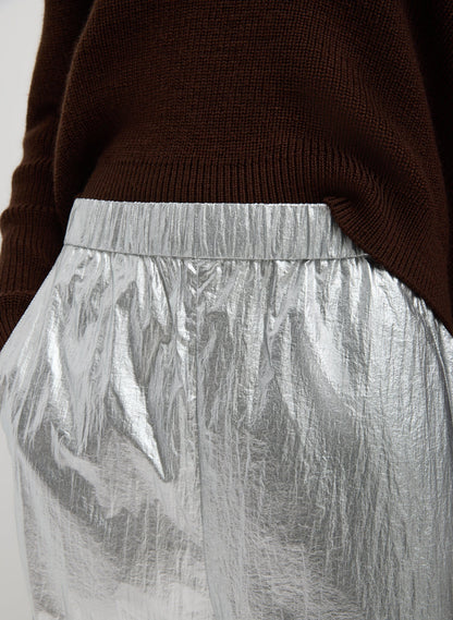Tibi Silver Metallic Nylon Winslow Pant