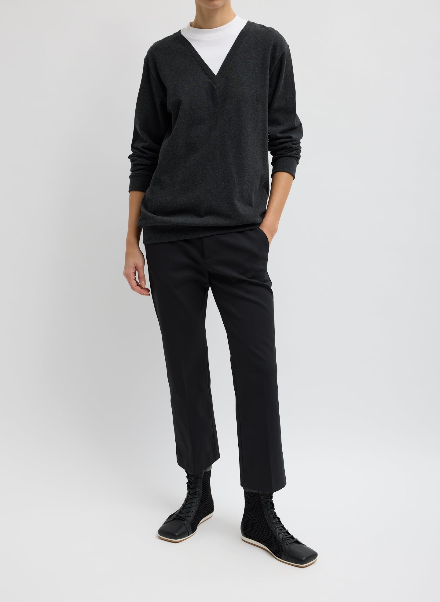 Tibi Compact Tech Knit Cropped Bootcut Pant
